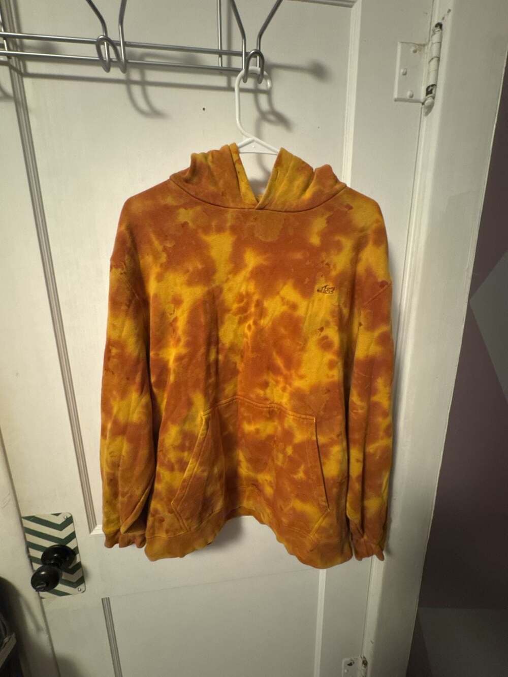 ...lost Tie Dye Hoodie Size L Orange Yellow Fleece Pullover Sweatshirt